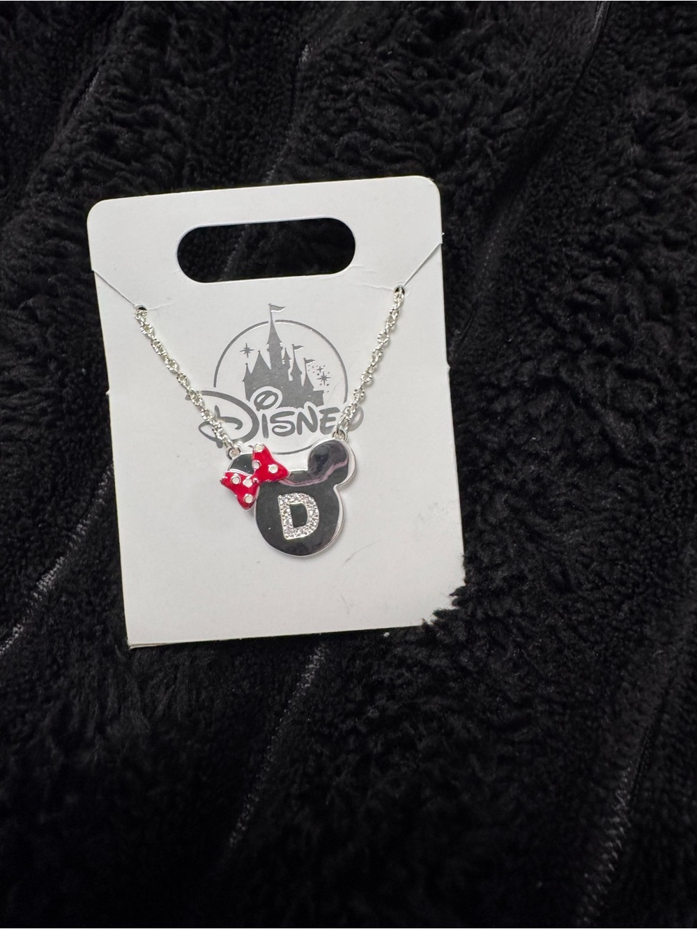 Disney Silver Minnie Pendant Necklace with Red Polka Dot Bow